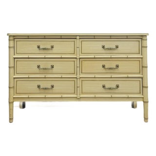 Henry Link Bali Hai Cream Faux Bamboo Six Drawer Dresser Hollywood Regency For Sale