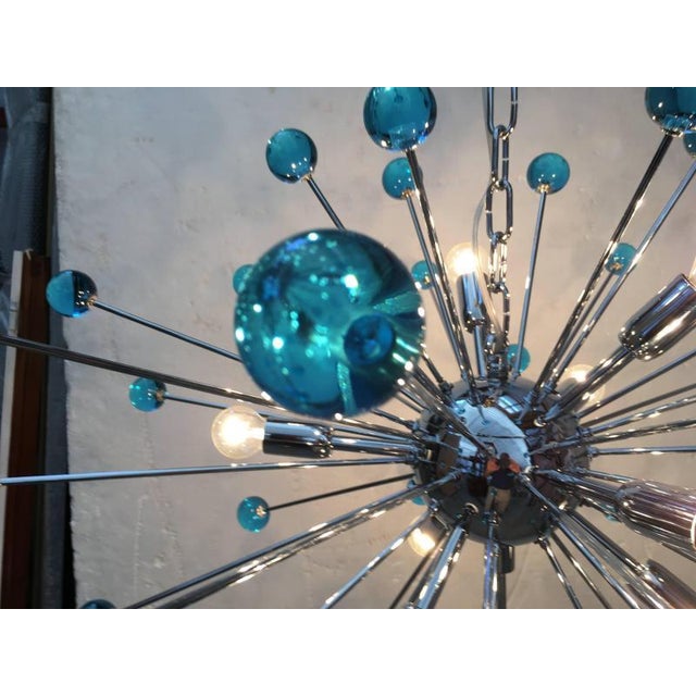 Blue Contemporary Murano Glass Sputnik Blue Italian Handmade Chandelier For Sale - Image 8 of 13
