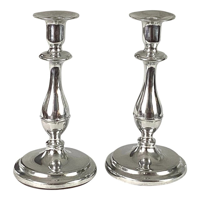 1980s Wilton Armetale #222085 Candle Holders - A Pair For Sale