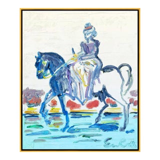 Riding Lady by Anne-Louise Ewen in Gold Frame, Large Textured Art Print For Sale