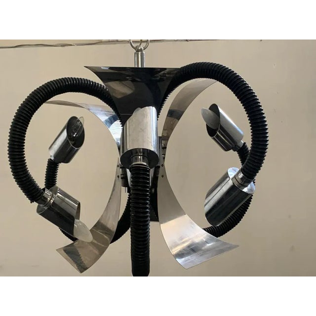 Space Age Chandelier with Plastic and Steel Sheath For Sale - Image 4 of 9