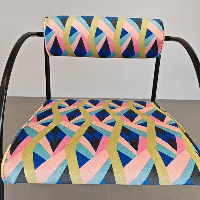 Armchairs Mod. Vienna in Velvet Fabric and Geometric Pattern by Rodney Kinsman for Bieffeplast, Set of 6 For Sale - Image 11 of 18