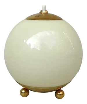 Small Table Lamp in Brass with Beige Overlay Glass, 1930s
