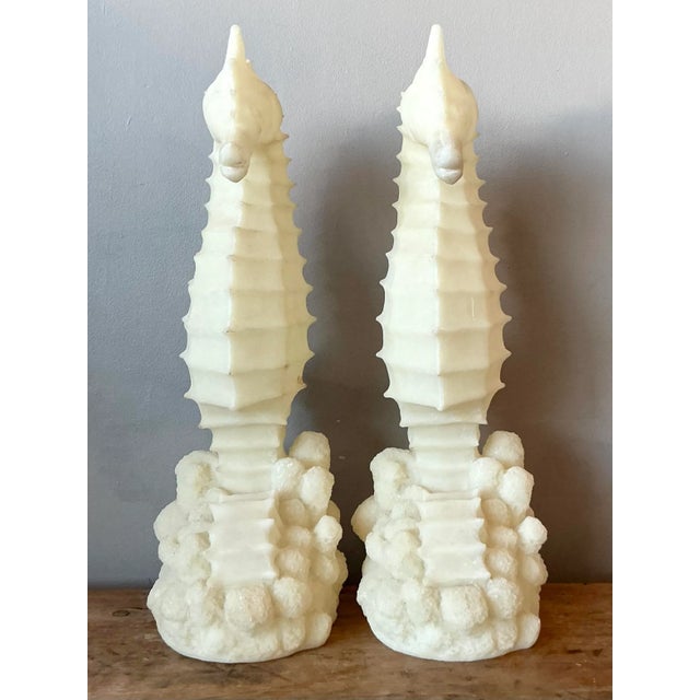 Late 20th Century Vintage Coastal Cast Resin Seahorses Lamps - A Pair For Sale - Image 5 of 7