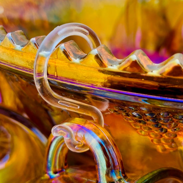 Glass Mid Century Carnival Glass Punch Bowl Set- 25 Pieces For Sale - Image 7 of 12