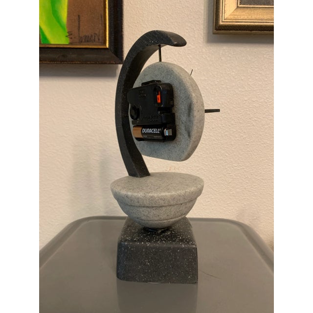 Vintage Postmodern Marble Like Stone Sculptural Clock For Sale In Los Angeles - Image 6 of 10