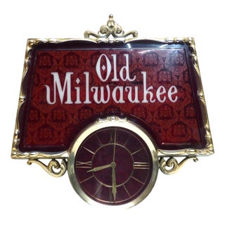 Milwaikee Beer Sign with Clock, USA, 1970 For Sale