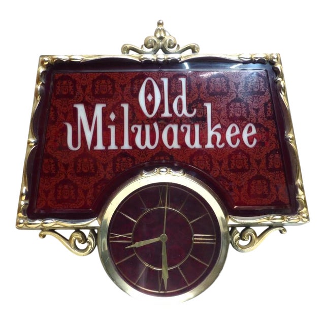 Milwaikee Beer Sign with Clock, USA, 1970 For Sale