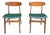 Pair of Mid-Century Modern Danish Teak Chairs by Sax – Rich Green Upholstery For Sale