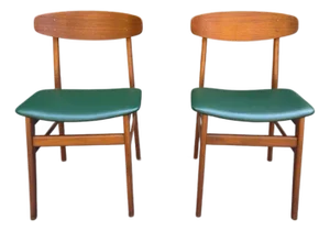 Pair of Mid-Century Modern Danish Teak Chairs by Sax – Rich Green Upholstery