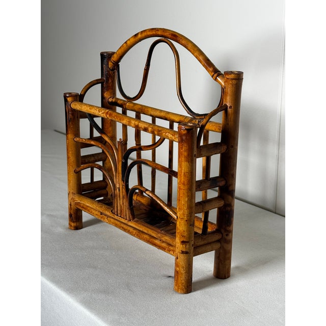 Boho Chic Vintage Coastal Burnt Bamboo Letter Holder Desk Accessory For Sale - Image 3 of 12