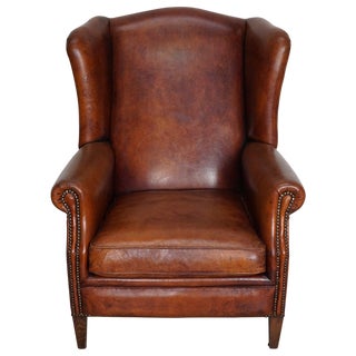 Vintage Dutch Cognac Colored Leather Club Chair For Sale