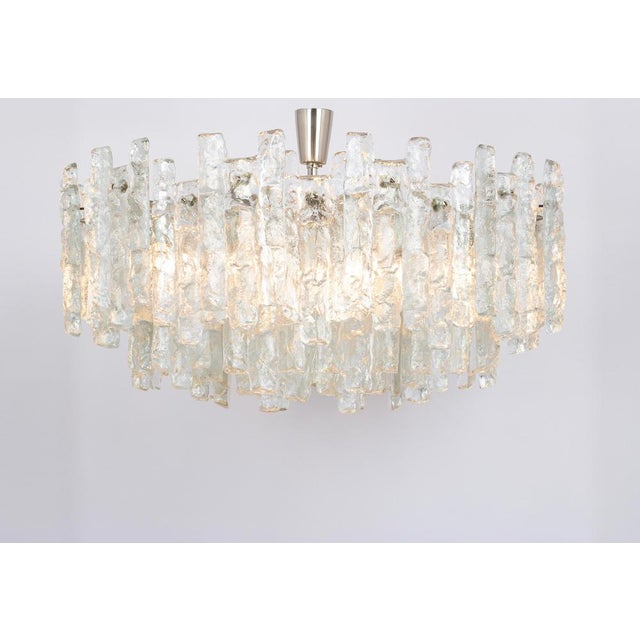 1970s Soria Chandelier in Ice Glass from Kalmar, Germany, 1970s For Sale - Image 5 of 14