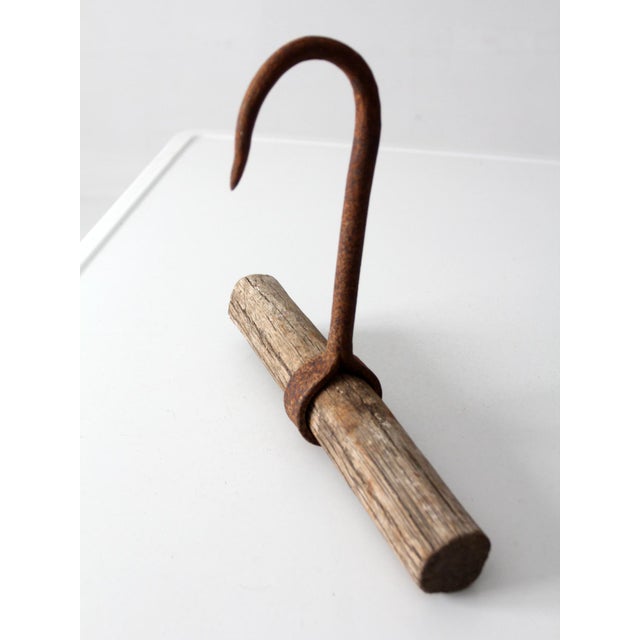 Early 20th Century Antique Ice Hook With Wood Handle For Sale - Image 5 of 9