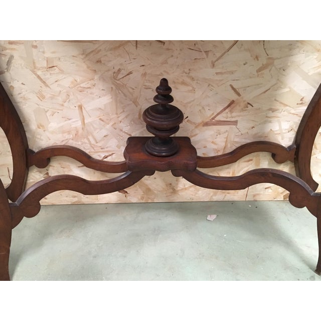 20th Century Marble Top Walnut Console Table With Drawer For Sale - Image 9 of 12