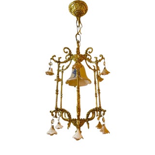 White Rose Porcelain Chandelier with White Brass, Italy, 1960s For Sale