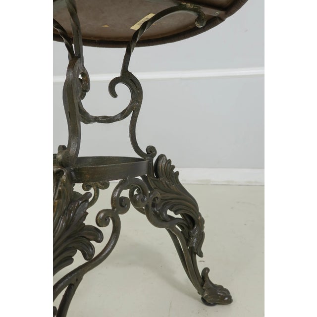 1990s Clawfoot Iron Base Occasional Table W. Leather Top For Sale - Image 5 of 9