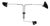 Black Three Rotating Straight Arms Wall Lamp by Serge Mouille For Sale