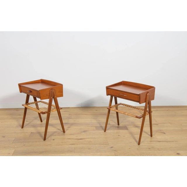 Mid-Century Modern Mid-Century Modern Teak and Rattan Nightstands by Søren Rasmussen, 1960s, Set of 2 For Sale - Image 3 of 18