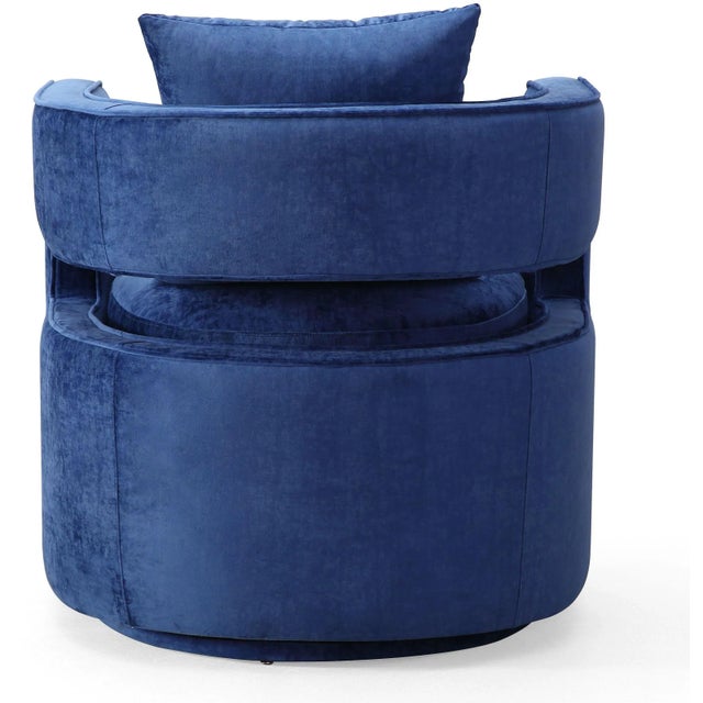 Kennedy Navy Velvet Swivel Chair For Sale - Image 4 of 10