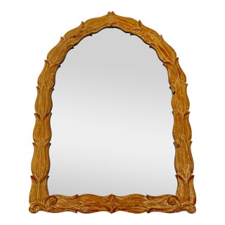 Vintage Carved Wood Impressive Arch Wall Mirror For Sale