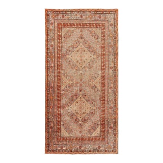 Antique Khotan Rug With Gray, Rust, and Ivory Tones Diamond Medallion Design 6'6"x13'0" For Sale