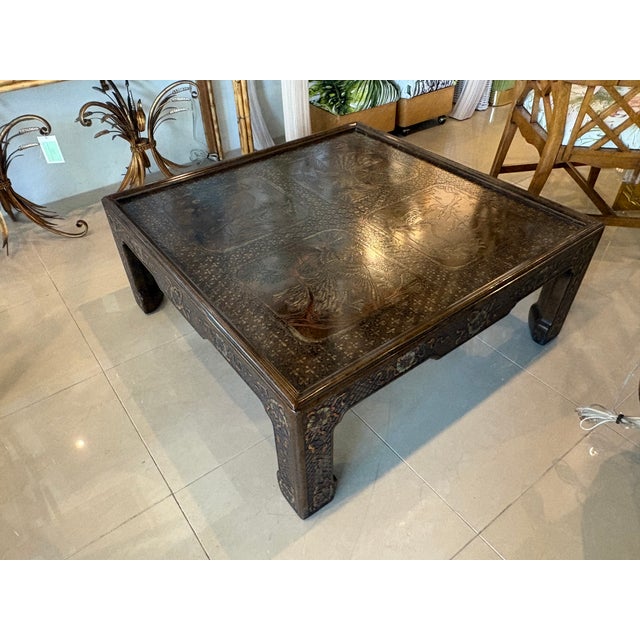 Wood Vintage Mario Buatta for John Widdicomb Chinoiserie Ming Cocktail Coffee Table For Sale - Image 7 of 12