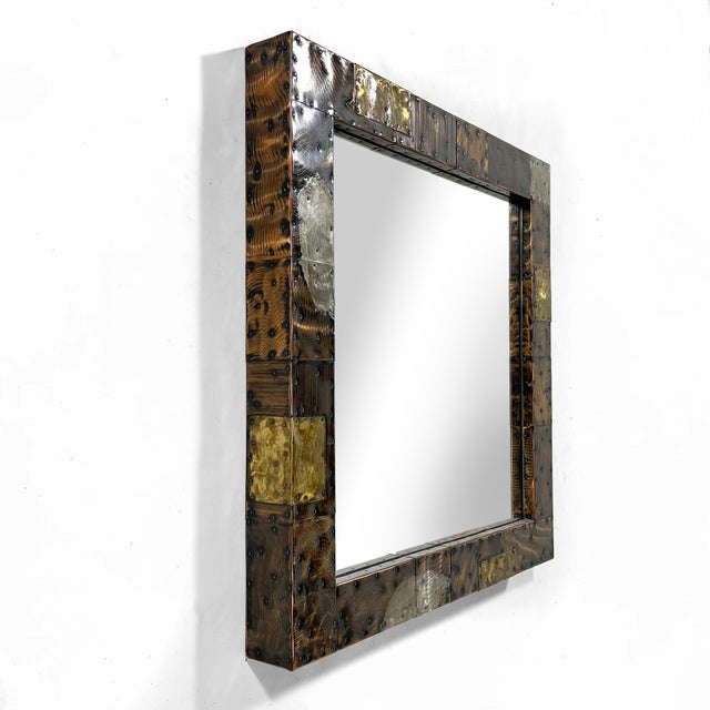 Mid-Century Modern Paul Evans Patchwork Wall Mirror For Sale - Image 3 of 10
