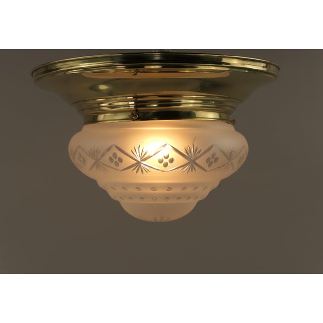 Art Deco Cut Glass Ceiling Lamp, Austria, 1920s For Sale - Image 4 of 8