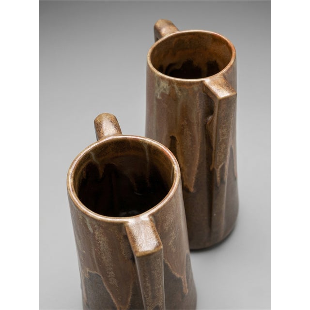 Vintage French Glazed Ceramic Model 244 Vases from Denbac, 1930s, Set of 2 For Sale - Image 6 of 9