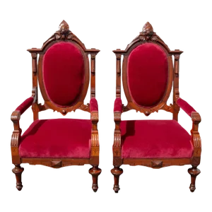 Pair of Walnut Renaissance Revival Armchairs Antique 19th Century