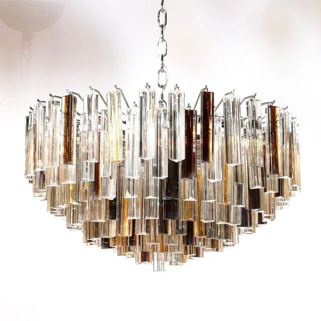 Amber Modernist Hand-Blown Triedre Mixed Amber Murano Glass Chandelier For Sale - Image 8 of 12