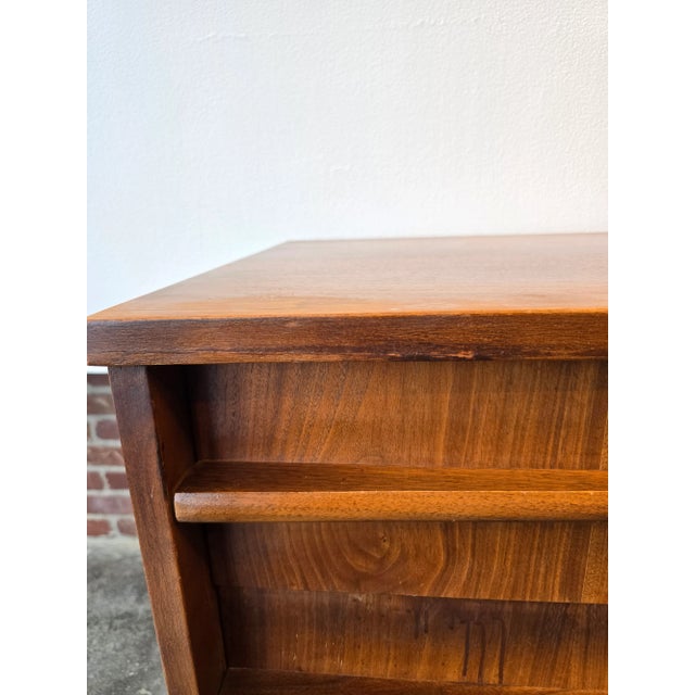 United Furniture Walnut Long Dresser With Mirror MCM Vintage For Sale - Image 10 of 12