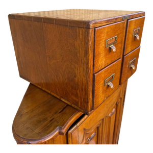Antique Art & Craft Style Oak Small Filing Cabinet
