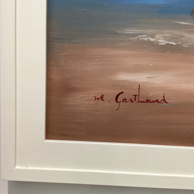 Vintage Seascape Lighthouse Sunset on the Beach Oil Painting on Canvas by M . Gartland For Sale - Image 9 of 12