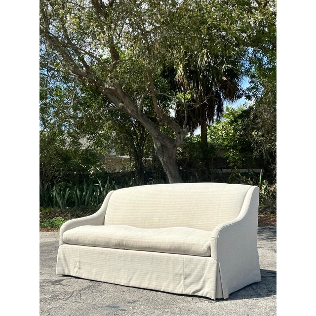 Light Gray Vintage Boho Charles Stewart Pinstripe Sofa For Sale - Image 8 of 12