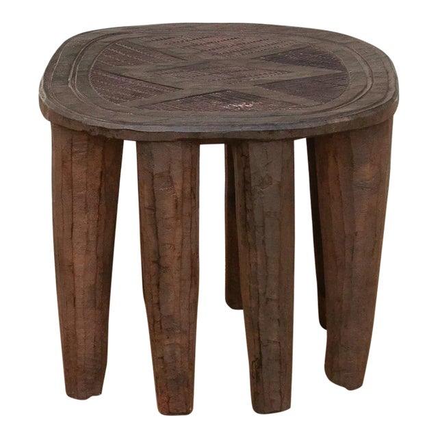 Vintage African Table Carved From a Single Log For Sale