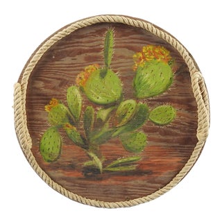 Mid 20th Century Hand Painted Cactus Tray For Sale