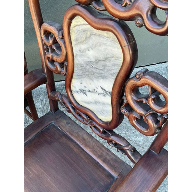 Vintage Asian Carved Hardwood Chairs - A Pair For Sale In West Palm - Image 6 of 12