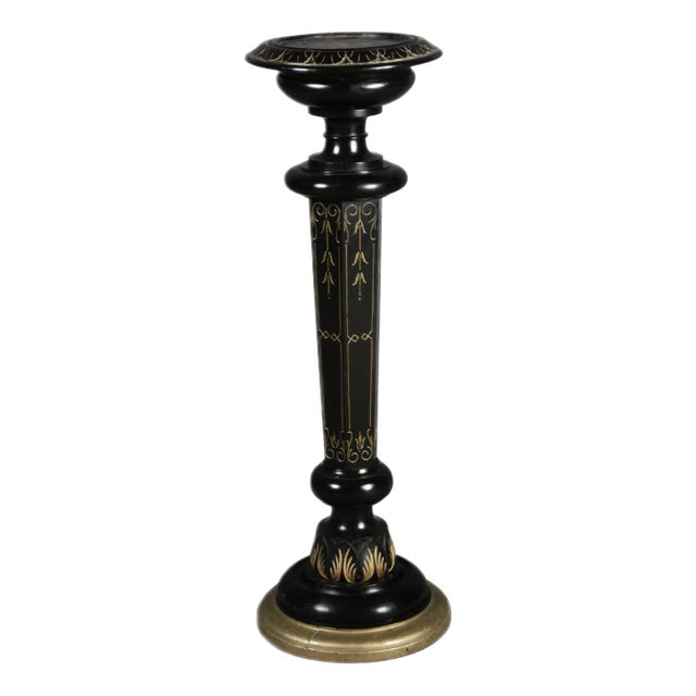Antique Art Nouveau Floral Column in Black Gold, 1900 For Sale