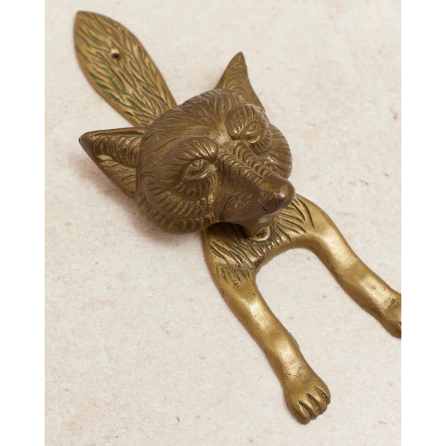 1960s Wolf or Fox Solid Brass Door Knocker For Sale In Dallas - Image 6 of 15