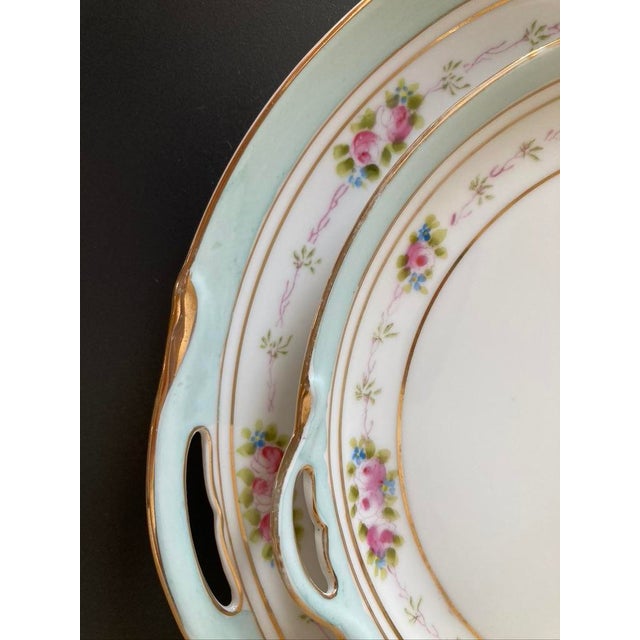 Early 20th Century Hand Painted Nippon Porcelain Tray Design Cake Plates - Set of 2 For Sale - Image 15 of 18