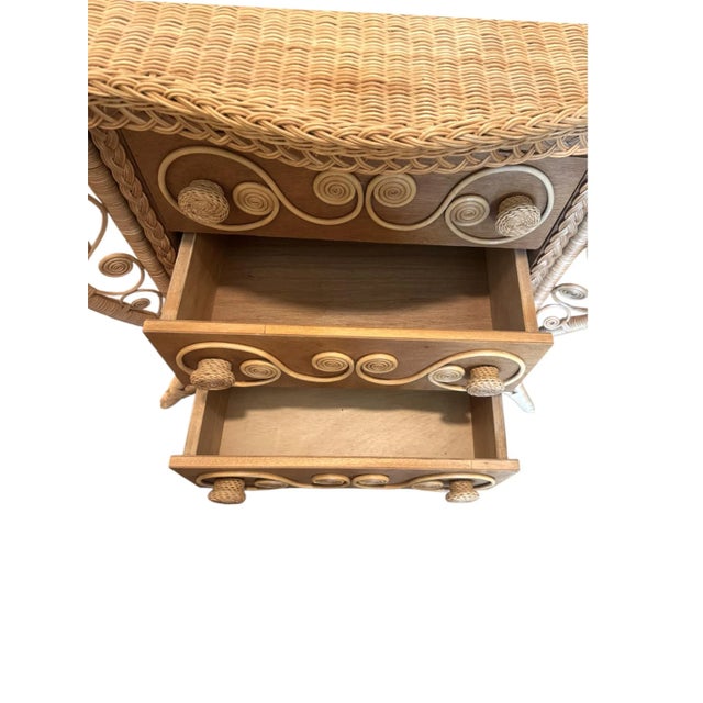 Parisian-Chic Madeleine Castaing-Style Wicker and Rattan Chest For Sale - Image 13 of 15