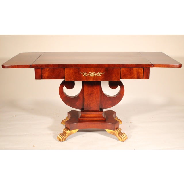 Wood Russian Neo Classical Mahogany and Gilt Decorated Writing / Sofa Table For Sale - Image 7 of 11