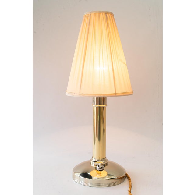 Art Deco Alpaca/Brass Table Lamp with Fabric Shade Vienna, Austria, 1920s For Sale - Image 15 of 18