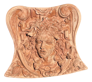 Art Nouveau Terracotta Medusa Panel, Impruneta, Italy, 20th Century