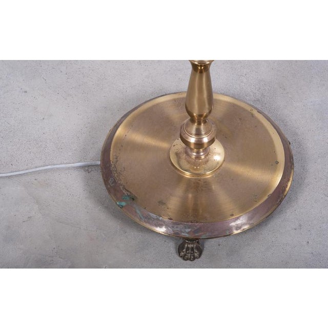 Metal Vintage Danish Brass Floor Lamp with Original Shade, 1960s For Sale - Image 7 of 9