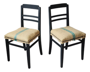 Art Deco Chairs with Jute Seats, 1930s, Set of 2