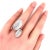 This is an eye catching long finger ring, it is crafted from 14k white gold in a high polished finish. The large and small...