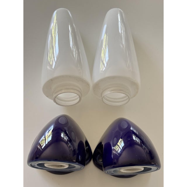 Blue Swedish Ceramic 6035 Wall Lights by Stig Carlsson for Ifö, 1950s, Set of 2 For Sale - Image 8 of 14